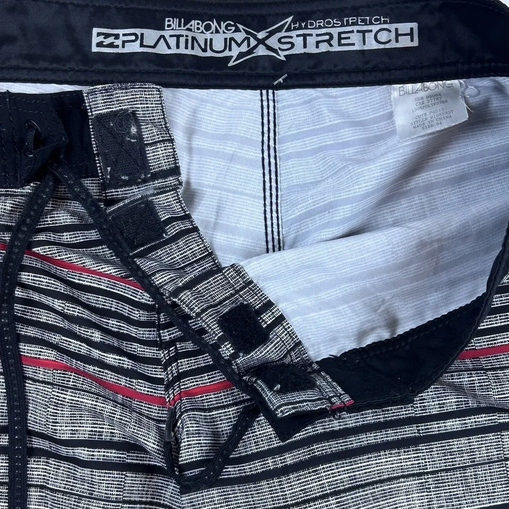 VTG. Billabong Lightweight Board‎ Shorts Platinum X Stretch Black & Gray 34 Mens